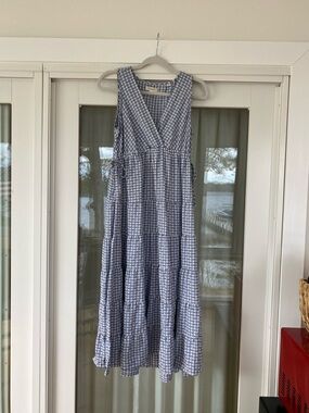 Max Studio Blue Gingham Maxi Dress